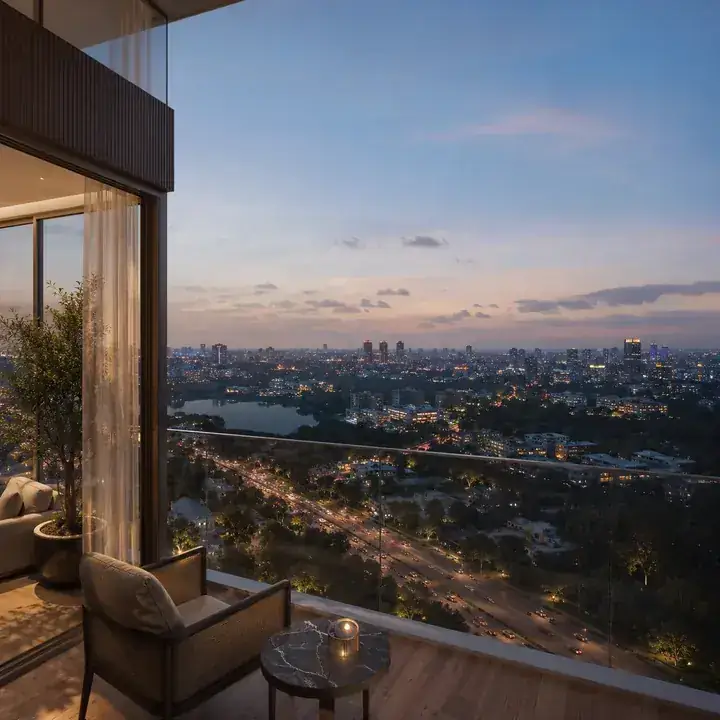 Prestige Hennur upper-floor skyline view toward Hebbal and Manyata Prestige Hennur upper-floor skyline view toward Hebbal and Manyata